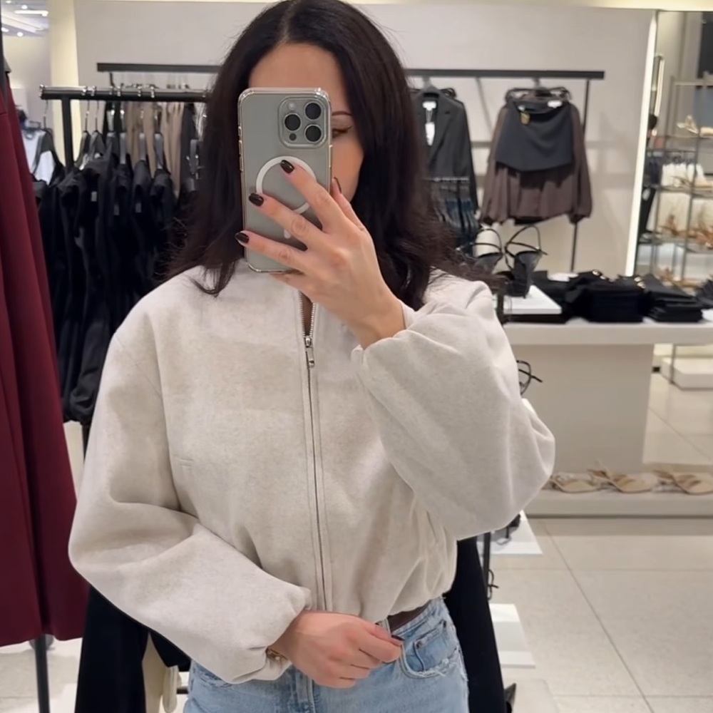 Zara Soft Bomber Jacket with Elastic waist - New - Picture 9 of 17